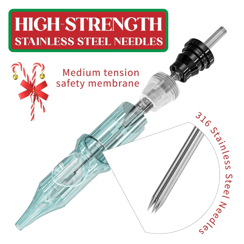 Tattoo Cartridge Needles with Neebol Label, 20-Piece #12 RL RM Mix or 50-Piece #12 RL Pack