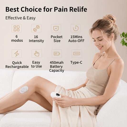 TENS EMS Muscle Stimulator Cordless Rechargeable – 6 Modes 16 Intensity Levels, Wireless Pain Relief Device for Back, Neck, Shoulder & Leg, Portable Full Body Therapy Massager with Charging Case