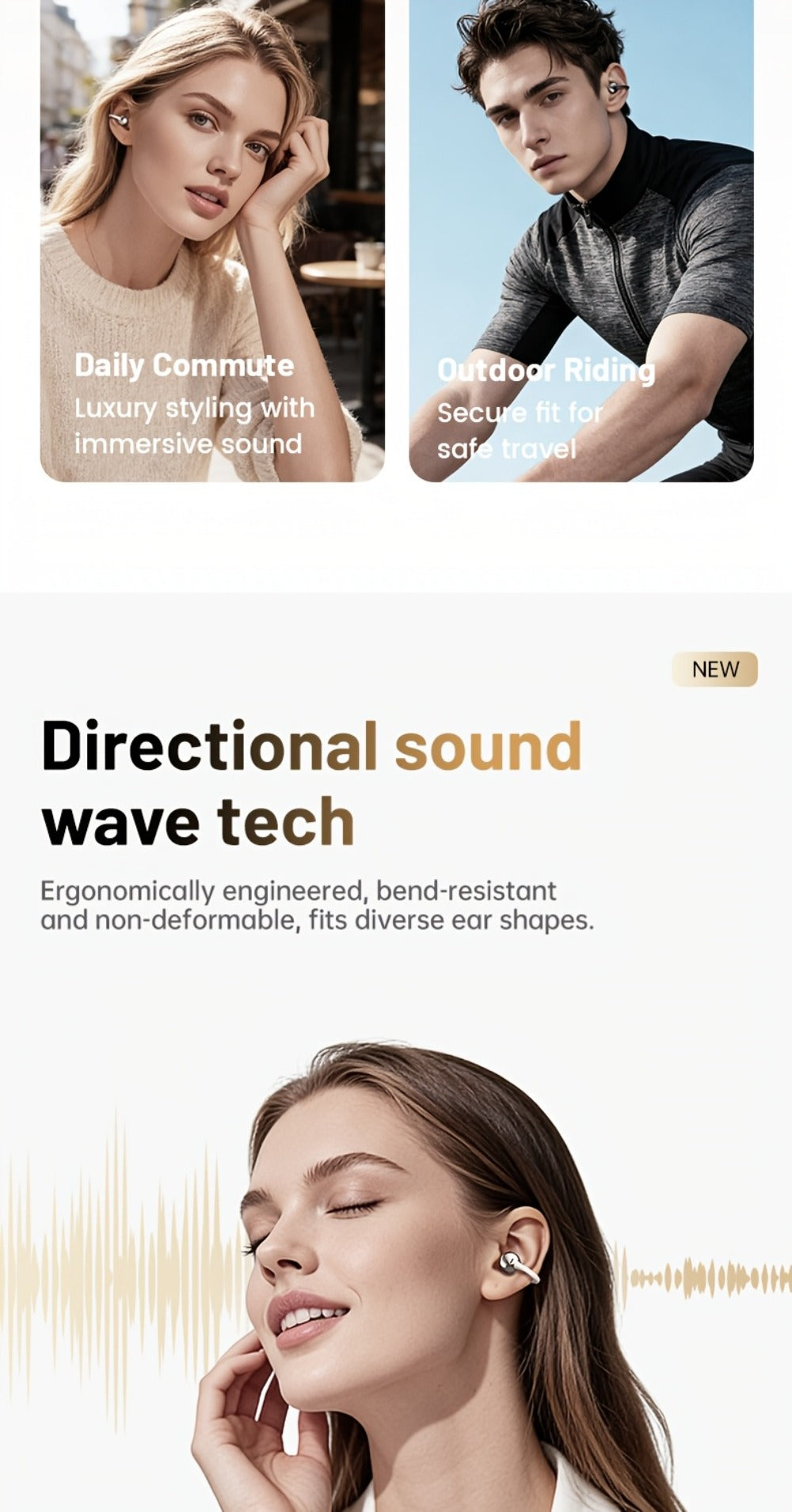 Philips TWS Ear Clip Sport Headset Hi-Fi Bass Stereo HD Calls Earhook Wireless Bluetooth for Music Gaming Business iOS Android Gift for Couples Valentine Black Gold