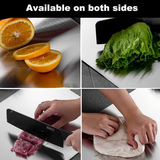 Cutting Board Compact Stainless Steel Double-Sided Prep Surface with Handle, 9.06 x 13.39 Inches