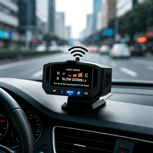 Radar Detector for Cars V7 Upgraded Chip 360 Degree Signal Reception City Highway Mode Compact Design Long Range Detection Speed Camera Alert All Vehicle Universal Fit Premium Black