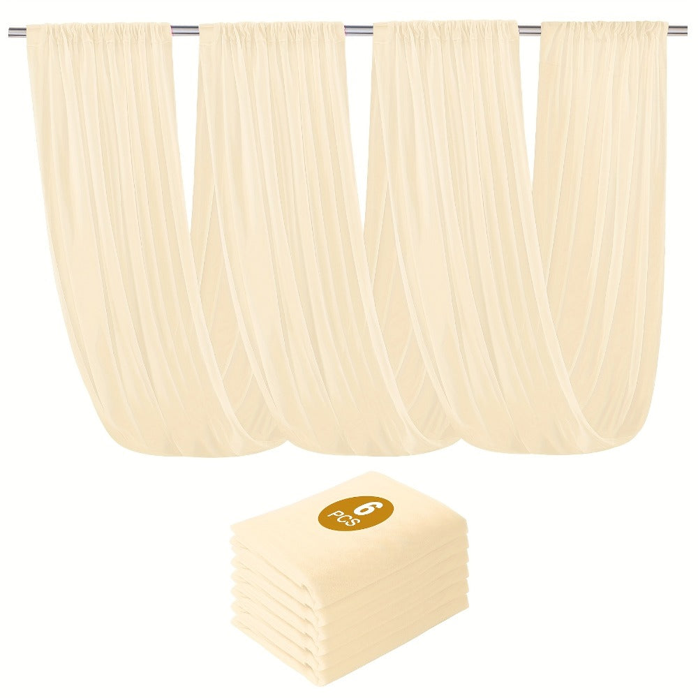 Six-Pack 63-by-118-Inch Sheer Chiffon Wedding Drape Curtains in 12 Source-Labeled Color Options