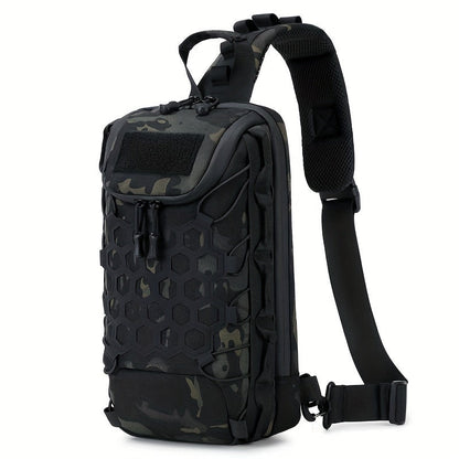 Structured Tactical Shoulder Crossbody Bag with Honeycomb Front Panel in Black or Camouflage Pattern