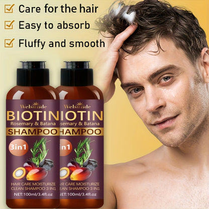 Two-Pack 100 ml Batana Oil Shampoo with Biotin and Rosemary Extract for Daily Hair Care Routines