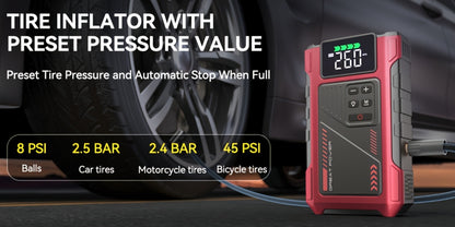 8000A Jump Starter with Air Compressor - 12V Portable Jump Box for Gas & Diesel Cars, USB Ports & LED Flashlight | Up to 8.0L Gas & 6.5L Diesel