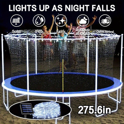Solar Trampoline Rope Lights with Separate Panel, 50 or 100 LEDs and Multicolor, White or Blue Options