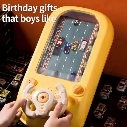 Electronic Racing Steering Wheel Game Toy with 200 Pictured Levels, Two Speeds and Yellow or Green Options