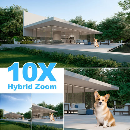 10x Zoom Dual Lens PTZ Outdoor Security Camera 5MP, 360° Pan Tilt, Siren Alarm, Two-Way Audio, Color Night Vision, 24H Wired Power, WiFi App Control – Home & Business Surveillance