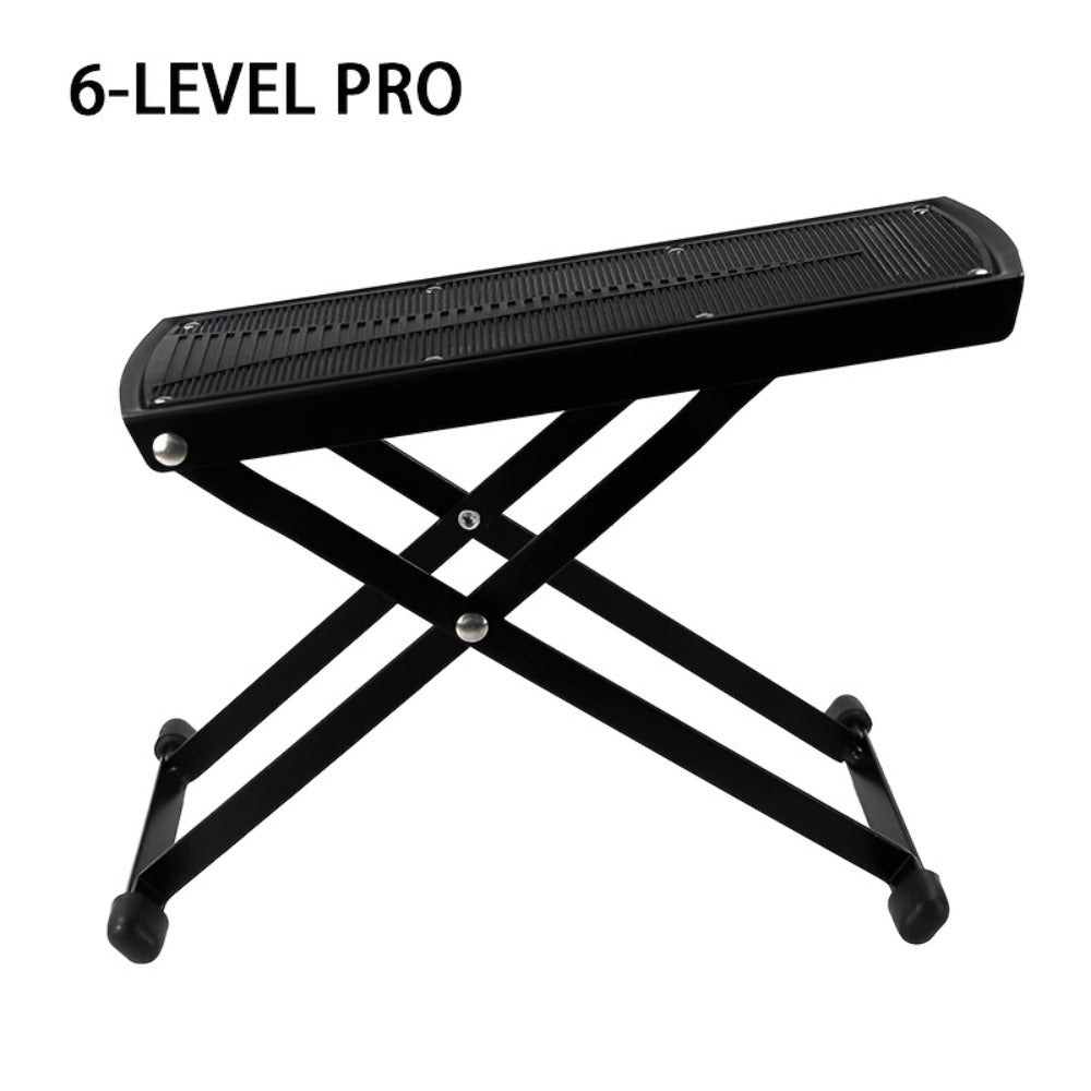 Adjustable Pedicure Footrest with Four-Level or Six-Level Scissor Stand and Textured Black Top Platform