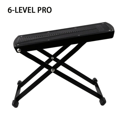 Adjustable Pedicure Footrest with Four-Level or Six-Level Scissor Stand and Textured Black Top Platform