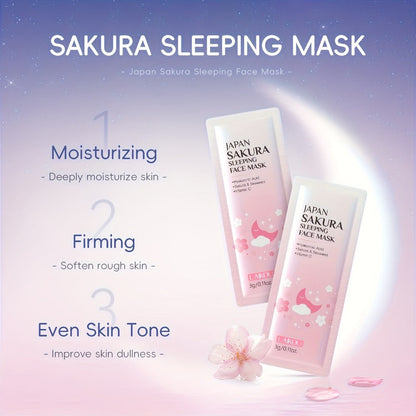 Skincare Set with LAIKOU Label, 50 Sakura Sachets Across Mud Mask Sleep Mask Scrub Lip Mask and Toner