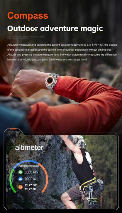 GPS NFC Smartwatch for Men – AI Voice Calling, 360×360 HD Screen, Built-in Compass, Motion Trajectory, Heart Rate Sleep Fitness Tracker – Outdoor Sports Watch Black Silver Steel