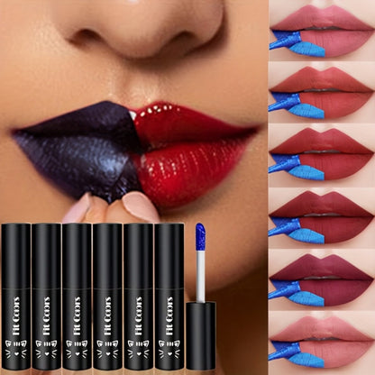 Lip Gloss Set by Fit Colors with 3 Bold Blue Matte Lip Colors and Two Retained Set Options