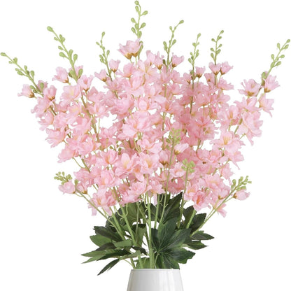 Artificial Flowers Eight-Piece Delphinium Larkspur Set with 33.5-Inch Silk Stems in 11 Colors