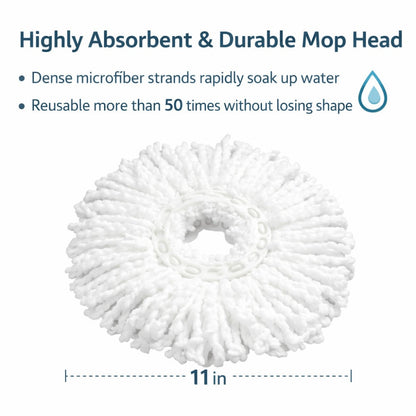 360 Spin Mop and Bucket Set with Wringer - Stainless Steel Extended Handle Spinning Mop Bucket System with Microfiber Mop Refills for Hardwood, Tile & Laminate Floor Cleaning, Black Blue Pink Red