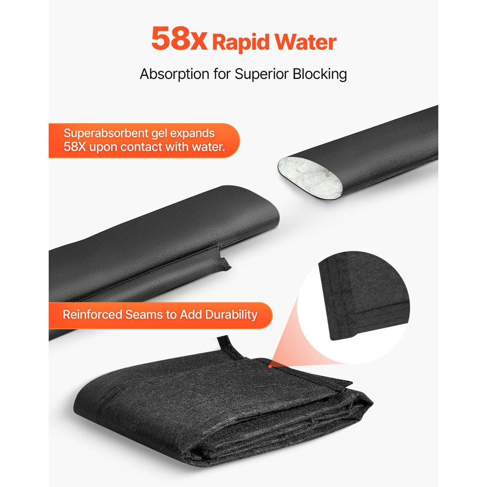 Flood Barrier Bags 4 Pack – Water Activated Sandless Sandbags, Reusable Absorbent Flood Protection for Home, Doorway, Basement & Garage, 5 x 0.7 ft