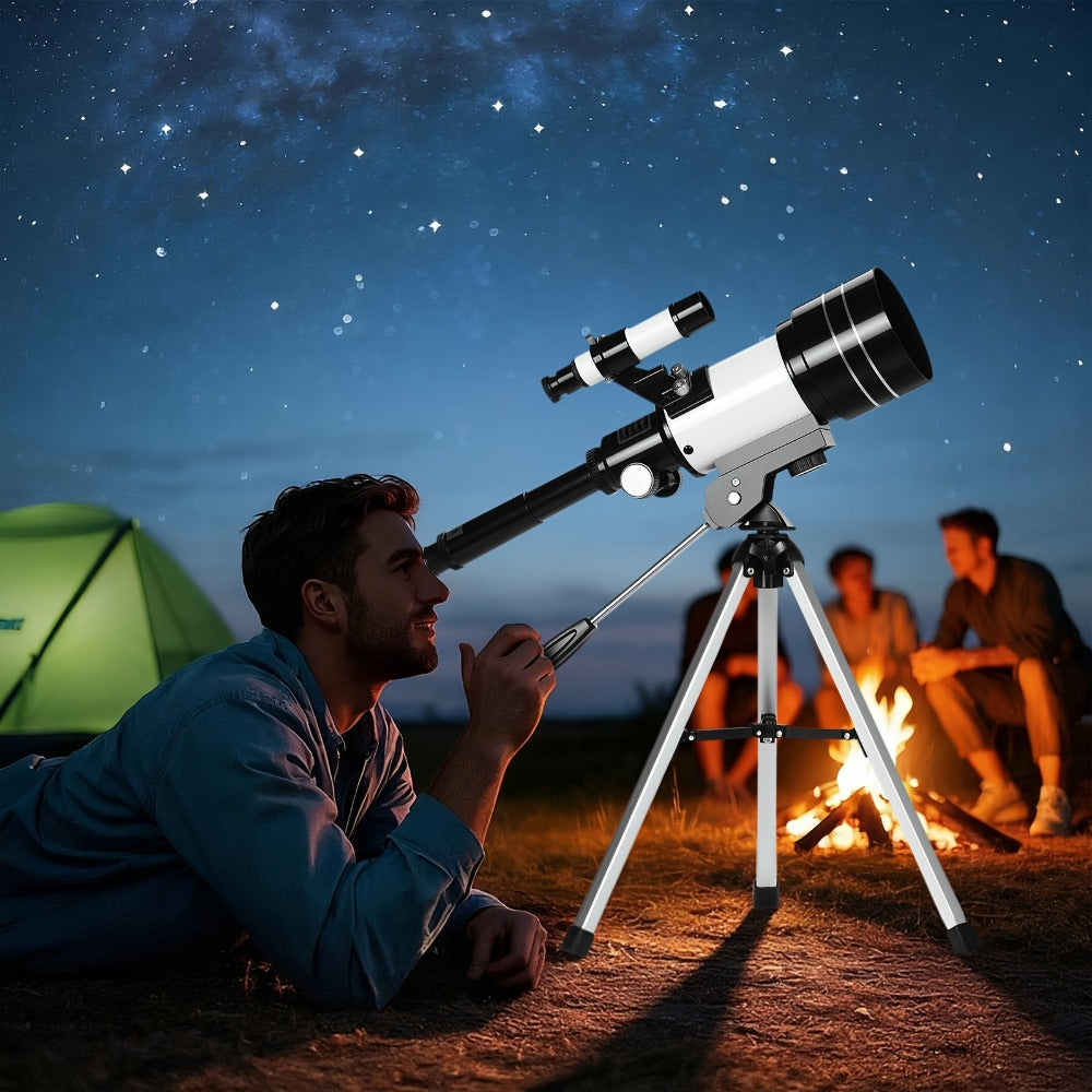 Portable 70 mm Aperture Telescope with Blue or White TS-70300 Models, Tripod, Phone Holder and Eyepieces