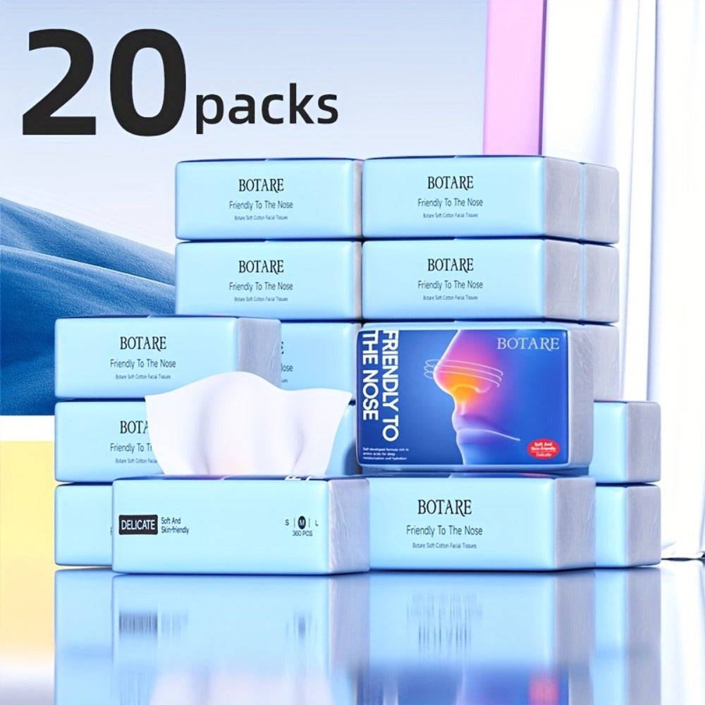 Facial Tissue 20 Packs – Dry & Wet Use, Sensitive Skin Safe, Absorbent Soft Tissues for Home Kitchen Bathroom Travel