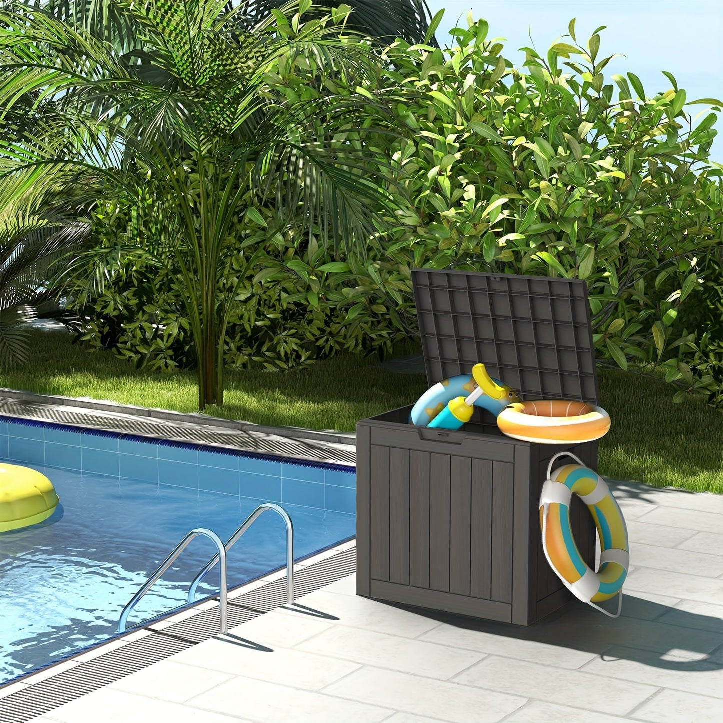 Deck Box Resin Heavy Duty 230LB Lockable | Patio Garden Pool Garage
