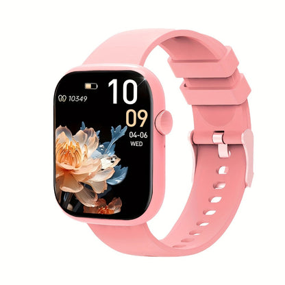 Pink Smartwatch for Women & Men – 2.01" Screen Bluetooth 5.3 Multiple Sports Modes Pedometer Fitness Tracker Lightweight Silicone Strap Everyday Activity Watch Affordable Gift for Her Him