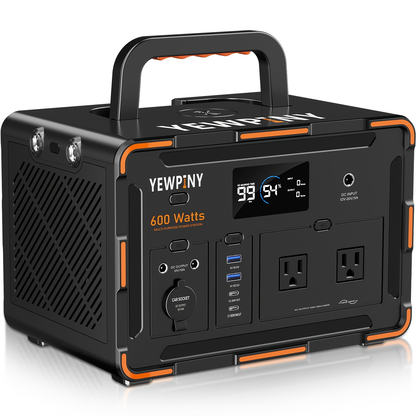 Portable Power Station 259Wh 300W or 599Wh 600W with AC, DC, USB, LiFePO4 Cell Pack and LED Light
