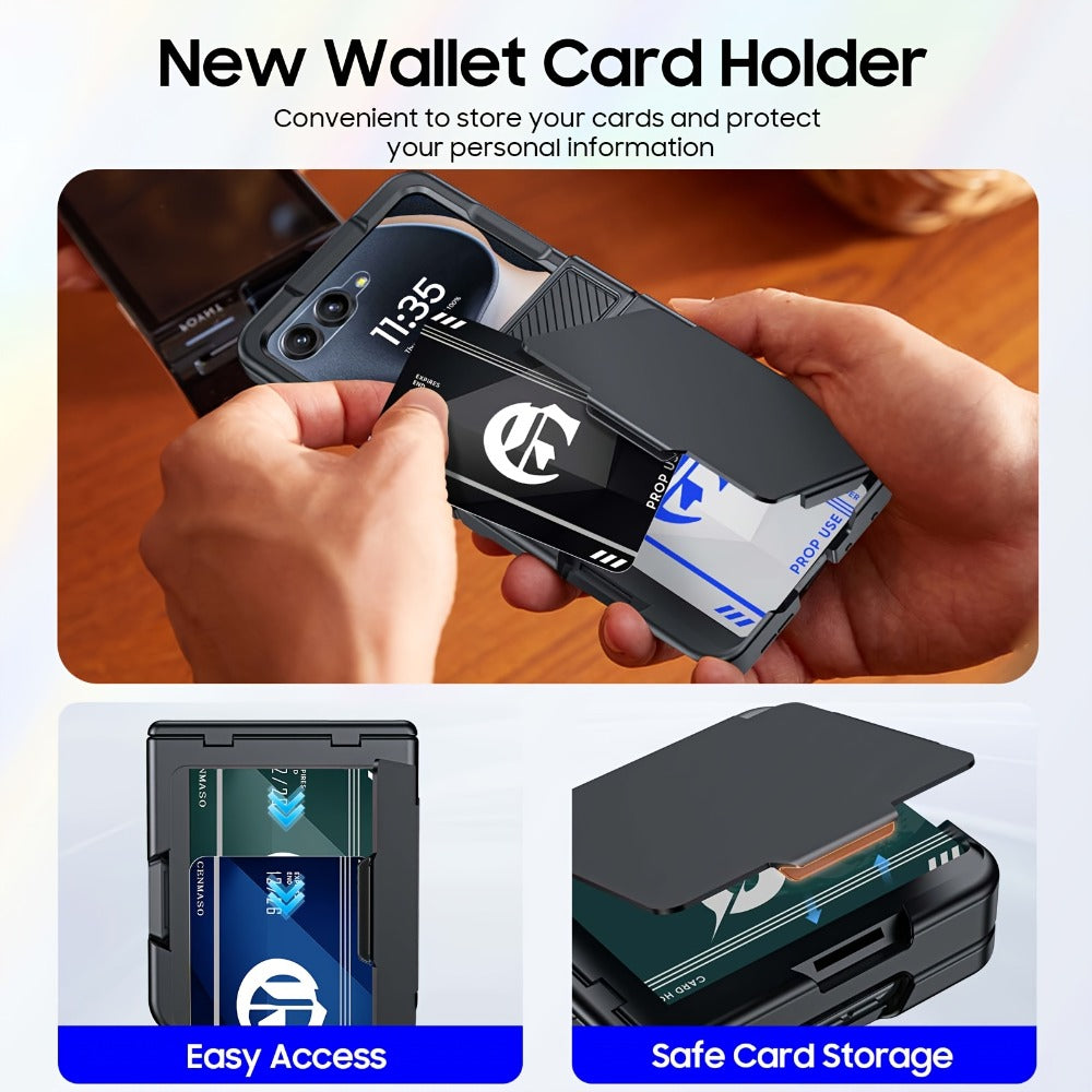 Phone Case Hinge Protector with Built-In Screen Cover, Card Clip and Lanyard for Motorola Razr 2024 and 2025