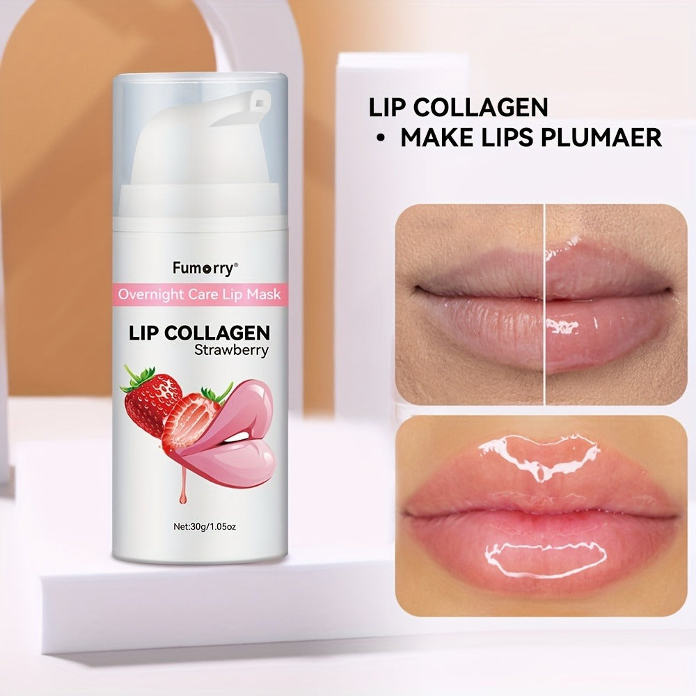 30g / 1.05oz Fumerry Lip Collagen Strawberry-Labeled Pump Bottle with Pink Applicator and 9.7cm Height