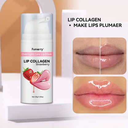 30g / 1.05oz Fumerry Lip Collagen Strawberry-Labeled Pump Bottle with Pink Applicator and 9.7cm Height