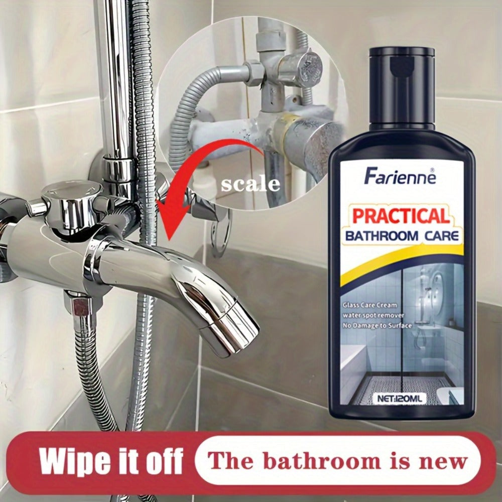 Bathroom Glass Restoration Paste 120g – Removes Water Stains, Soap Scum & Hard Water Deposits from Shower Doors, Tiles & Metal Surfaces, Restores Clarity & Bright Finish, Includes Free Sponge