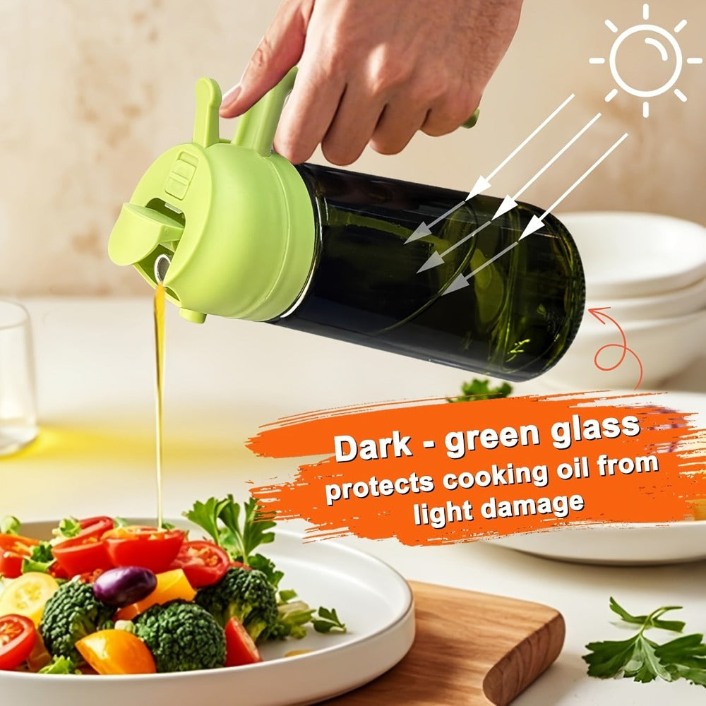 Two-Piece 16-Ounce Glass-Style Oil Dispenser and Sprayer Set in Three Color Configurations