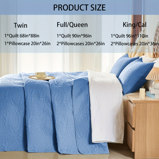 Quilt Set 2-3pcs – Lightweight Microfiber Bedspread Coin Pattern Coverlet All Seasons Twin Full Queen King Cal King