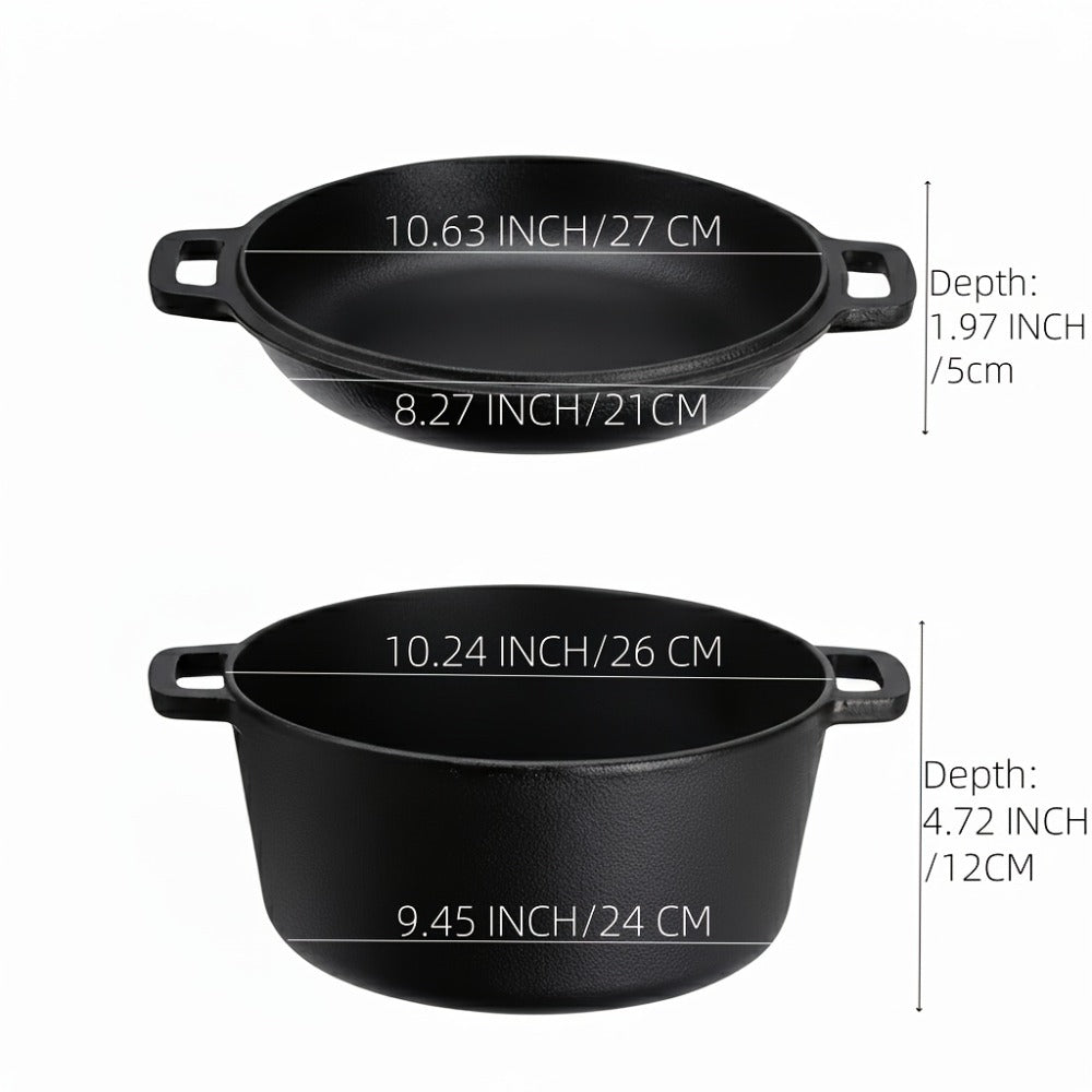 Cast Iron Cookware Collection with Eight Skillet, Dutch Pot, Griddle, Baking Tray and Set Configurations