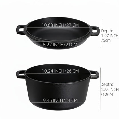 Cast Iron Cookware Collection with Eight Skillet, Dutch Pot, Griddle, Baking Tray and Set Configurations