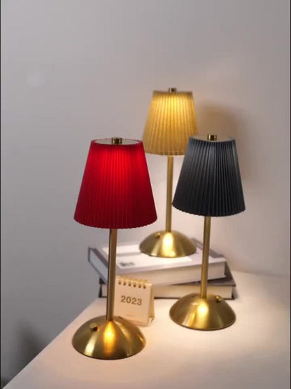 Pleated-Shade Rechargeable Table Lamp with Touch Control in Four Styles and One- or Two-Piece Options