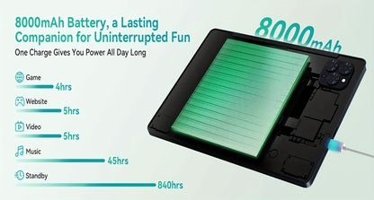 TABWEE T90 11-Inch Android 16 Tablet with 24GB Configured Memory, 128GB Storage and 1200 x 1920 IPS Display