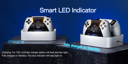 Safe Charging PS5 Controller Charging Station with Smart Chip, Dual Fast Charging Dock for DualSense & DualSense Edge