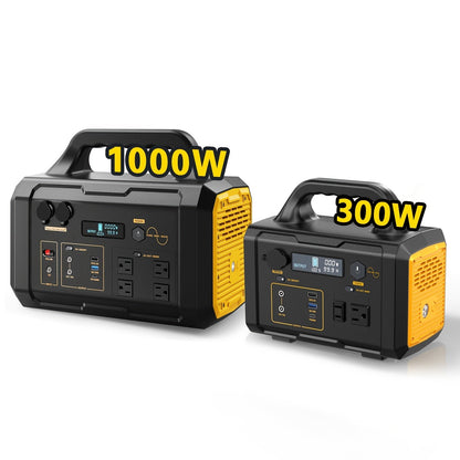 Portable Power Station 299Wh 300W or 1024Wh 1000W with AC, DC, USB Outputs and LED Lighting