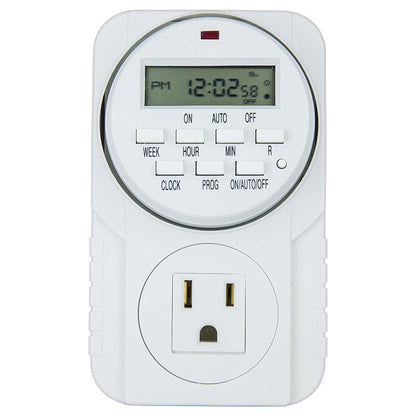 7-Day Heavy Duty Digital Programmable Timer with Dual Outlet - 24 Hour Indoor Electric Timer for Hydroponics, Lamp, Light, Fan, 120V 60Hz, Two Outlet Weekly Scheduling Timer Switch