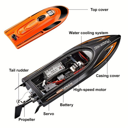 RC Speedboat 30KM/H with LED Night Navigation Lights – 2.4GHz High Speed Remote Control Boat Anti-Capsizing Water Cooling System Pool Lake RC Toy for Kids Adults, Best Birthday Summer Gift