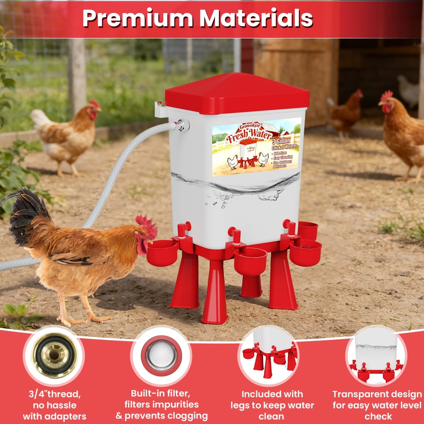 Chicken Waterer | Float Valve Hose Connect Continuous Auto Chick Duck