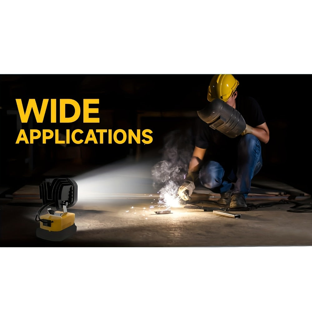 Four-Leaf Clover LED Work Light Compatible with DeWalt 20V Battery – Portable Cordless Job Site Lamp with Built-In Switch for Workshop, Camping & Emergency Lighting