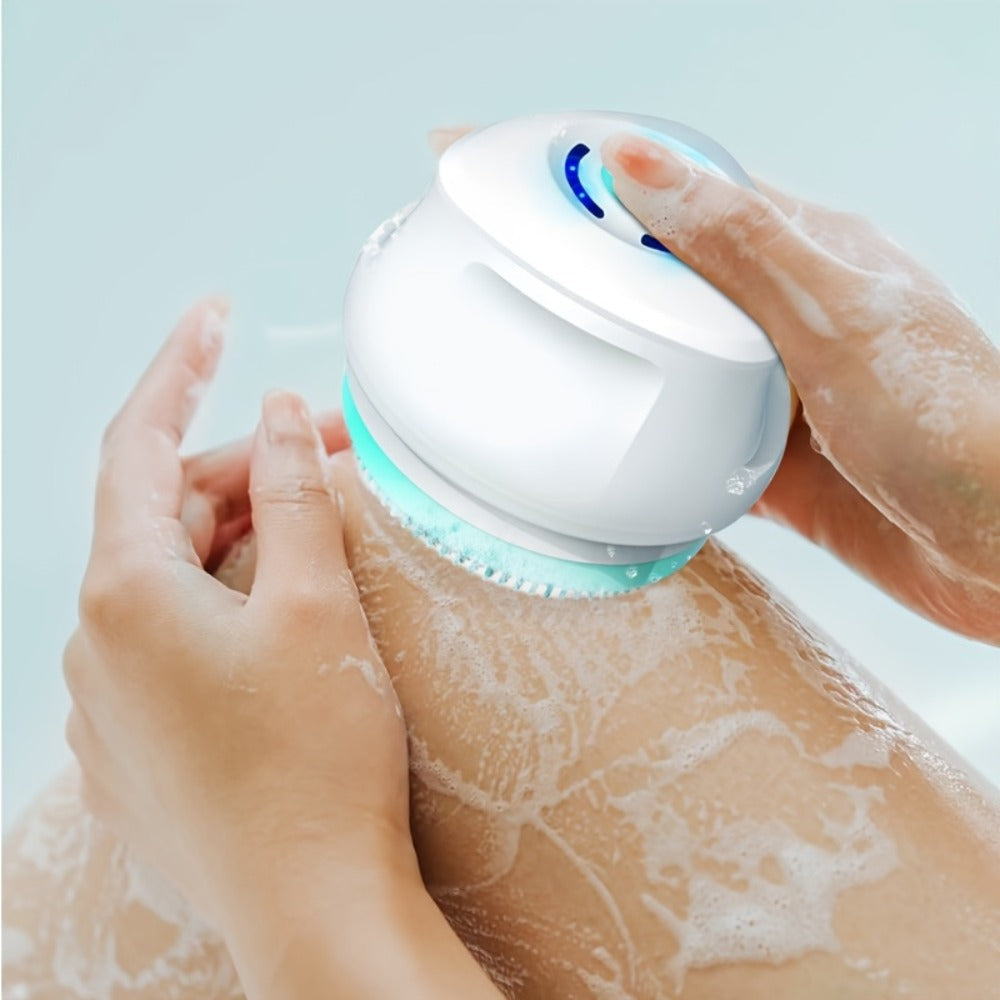 Electric Body Scrubber 6-in-1 Rechargeable Shower Brush - Vibrating Exfoliating Brush with Long Handle, 6 Brush Heads for Deep Cleansing, Back Scrubber, Pore Cleansing, Spa Gift for Women & Men