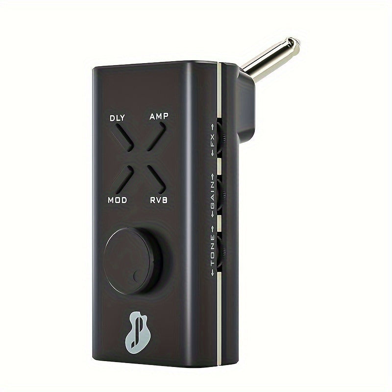 JUSTPRO Pocket Guitar Headphone Amp with 6 Amp Modules and 24 Guitar Effects, Mini USB Rechargeable Portable Plug-In Guitar Amplifier for Electric Guitar Silent Practice
