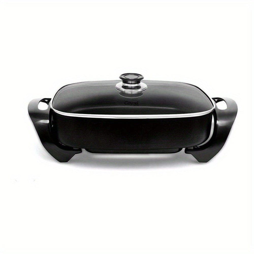 Jumbo Electric Skillet 8-Quart 16x12x3.15 Inch Deep Dish Copper Nonstick with Tempered Glass Vented Lid & Upgraded Thermostat – Large Family Electric Frying Pan for Roasting Frying