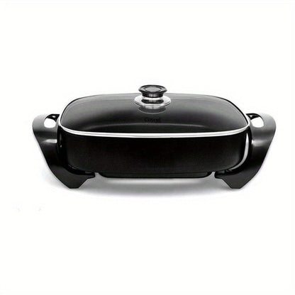 Jumbo Electric Skillet 8-Quart 16x12x3.15 Inch Deep Dish Copper Nonstick with Tempered Glass Vented Lid & Upgraded Thermostat – Large Family Electric Frying Pan for Roasting Frying