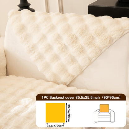 Sofa Cover Bubble Faux Rabbit Fur Panels with Silicone Non-Slip Backing for Seat, Armrest or Backrest
