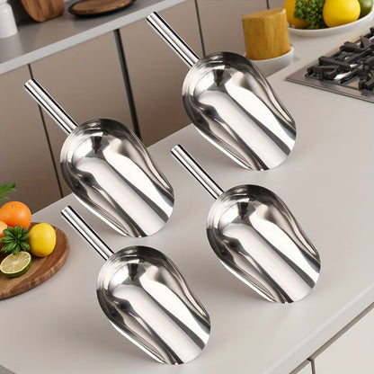 Kitchen Utensils Four-Piece Stainless Steel Scoop Set with 3oz Capacity and 19cm Length for Serving