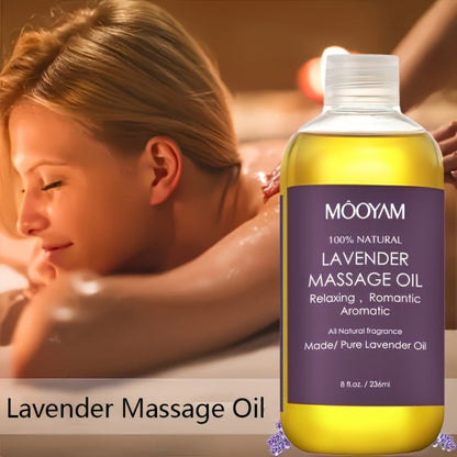 Lavender-Labeled Massage Oil in One or Three 236 ml Bottles with Pour Caps for Body-Care Routines