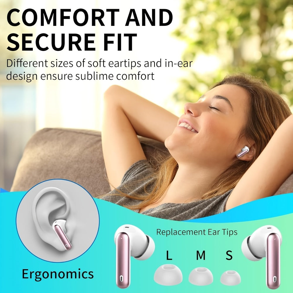 Wireless Earbuds Bluetooth 5.3 with ENC Mic, 36-Hour Playback, LED Case and IPX4 Protection