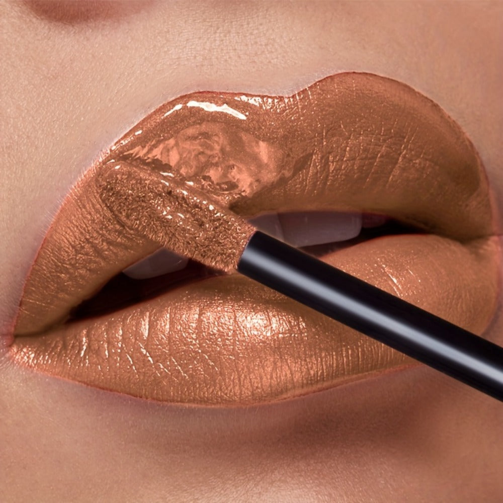 Metallic Shimmer Liquid Lip Color with 22 Numbered Shades, 7.2cm Clear Tube and Wand Applicator